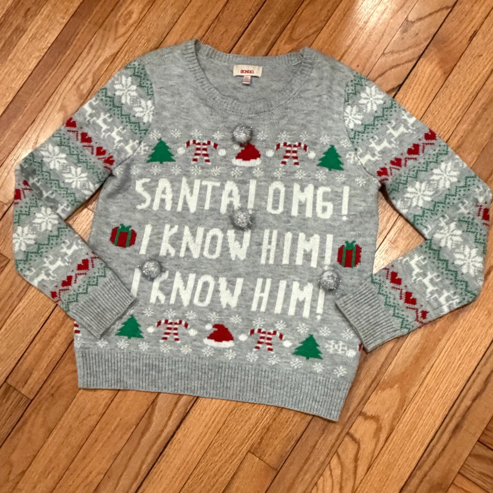 Y2K BONGO Gray Knit Ugly Christmas Sweater